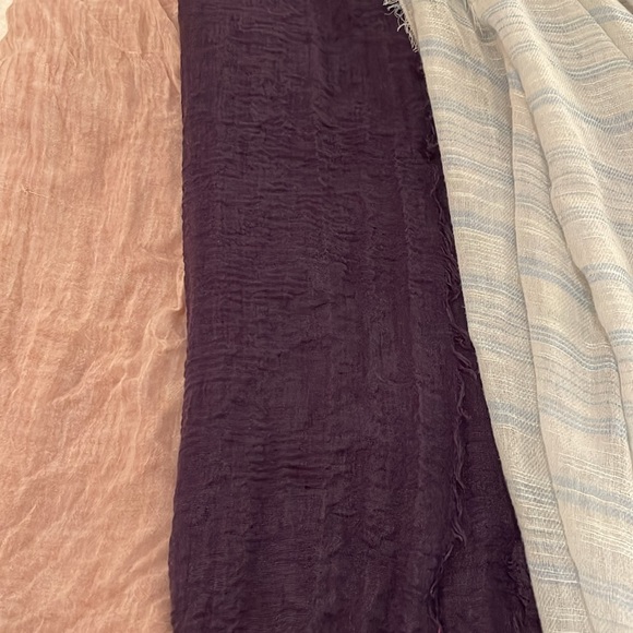 Old Navy scarves - one size - 3 scarves: purple, pink, blue/white striped. - Picture 2 of 6